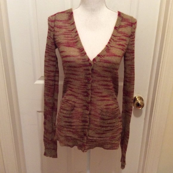 Free People Sweaters - FP Beach Cardigan XS Brown Magenta Half Button